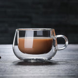 HULIANFU Transparent glass coffee cup milk whiskey tea beer double creative heat resistant cocktail Vodka wine mug Drinkware tumbler cups