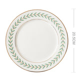 HULIANFU Korean Green Leaf Dinner Plate Soup Bowl Coffee Cup Saucer Set Ins Beautiful Dessert Salad Ceramic Plate for Food Crockery