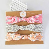 HULIANFU 3pcs Cotton Elastic Knot Headbands for Women Baby Girls Bow headband Baby Shower baptism Colorful Face Wash Hair accessories