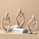 HULIANFU Modern European Style Resin Abstract Thinker Statue For Decoration Simple Sculpture Figurine Hotel Office Home Decor New