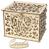 HULIANFU Wedding Card Boxes Wooden Box Wedding Supplies DIY Couple Deer Bird Flower Pattern Grid Business Card Wooden Box