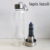 HULIANFU water bottle Drop Shipping Natural Crystal Point Healing Obelisk Wand Elixir Quartz Crystal Water Bottle To wand heals energy st