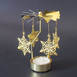 HULIANFU Silver Gold Candlesticks Rotating Romantic Rotation Spinning Carrousel Tea Light Candle Holder Dinner Wedding Bar Party