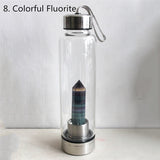 HULIANFU water bottle Drop Shipping Natural Crystal Point Healing Obelisk Wand Elixir Quartz Crystal Water Bottle To wand heals energy st