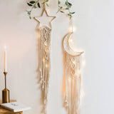 HULIANFU Macrame Dream Catcher Boho Home Decor Moon Ramadan Decoration Macrame Wall Hanging Baby Nordic Room Decoration Kids Nursery