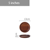 HULIANFU Japanese-style household acacia wood, rectangular and round trays, cup holders, cups, tea cups, snack trays, pizza trays