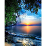 HULIANFU Sunset Scenery DIY 5D Diamond Painting Full Round Drill Mosaic Landscape Diamond Embroidery Picture Rhinestone Home Decor Gift