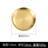 HULIANFU Korean stainless steel thickened disc Golden Cafe Tray Fruit Plate Cake Plate Bone Dish Dish Dish Shallow Plate