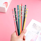 HULIANFU Reusable 5 Pair Set Handmade Bamboo Japanese Natural Wood Chopsticks Sushi Food Cat Flower Multi color Wooden Chop sticks