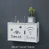 HULIANFU Large Wireless Wifi Router Storage Box PVC Density Panel Shelf Wall Hanging Board Bracket Cable  Organizer Home Decor
