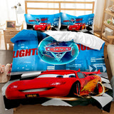 HULIANFU Red Lightning Mcqueen Duvet Cover Set Queen Car Comforter Cover Cool Car Style Quilt Cover Kids Room Teen Bed Decor Bedding set
