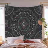 HULIANFU Moon Phase Tapestry Wall Hanging Botanical Celestial Floral Wall Tapestry Hippie Flower Wall Carpets Dorm Decor Starry SkyCarpet
