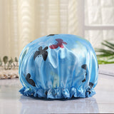 HULIANFU Waterproof Shower Cap Double Layer Elastic Bath Hat Bathing Cap For Women Spa Bathing Accessory Hair Salon Bathroom Product