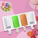 HULIANFU Silicone Ice Cream Mold DIY Homemade Popsicle Moulds Freezer 4 Cell Small Size Ice Cube Tray Popsicle Barrel Makers Baking Tools
