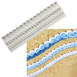 HULIANFU Pearl Rope Wave Flower Gemstone Shape Cake Side Lace Silicone Sugarcraft Mold Fondant Cake Decorating Tools