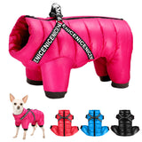 HULIANFU Winter Dog Clothes Super Warm Pet Dog Jacket Coat With Harness Waterproof Puppy Clothing Hoodies For Small Medium Dogs Outfit
