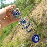 HULIANFU Turkish Blue Eyes Amulet Wall Protection Hanging Decoration Lucky Pendant Wind Chimes Hanging Ornament Garden Home Decorations