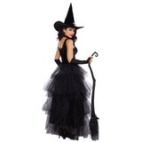 hulianfu Adult Halloween Witch Sexy Sleeveless Costumes Black for Women Fantasy Witch Role Cosplay Carnival Party Dress Performance Skirt