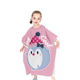 HULIANFU Kids Beach Poncho Cute Cat Print Beach Towel Hooded Super Absorbent Microfibre Children BathRobe Toddler Pool Towel with Hood