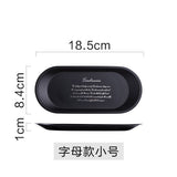 HULIANFU Stainless Steel Black Tea Tray Plate Dessert Cake Fruit Dish Letter Plates Cosmetics Storage Trays Jewelry Display Home Decor