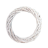 HULIANFU White Garland Wicker Round Design Christmas Tree Rattan Wreath   Ornament Vine Ring Decoration Home Party Hanging Flower Craft