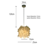 HULIANFU Mordern Feather Pendant Lamp E27 Lamp Holder Fairy Hanging Lamp Goose Feather Bedroom Dining Room Loft Chandelier Ceiling Light