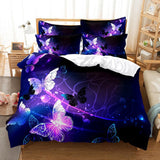 HULIANFU Purple Bedding Set Linens Duvet Cover Bed Quilt Pillow Case 3D Comforter Lavender Butterfly Double Full King Queen Twin Single