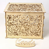 HULIANFU Wedding Card Boxes Wooden Box Wedding Supplies DIY Couple Deer Bird Flower Pattern Grid Business Card Wooden Box