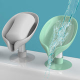 HULIANFU Leaf Shape Soap Box Drain Soap Holder Bathroom Accessories Suction Cup Soap Dish Tray Soap Dish for Bathroom Soap Container