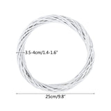 HULIANFU White Garland Wicker Round Design Christmas Tree Rattan Wreath Ornament Vine Ring Decoration Home Party Hanging Flower Craft