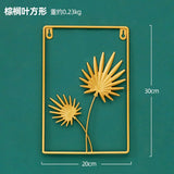 HULIANFU 2023 Nordic Metal Leaf Plant Wall Decor Wrought Iron Wall Hanging Non-perforated Wall Mural Living Room Bedroom Home Decoration Hot
