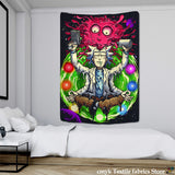 HULIANFU Psychedelic Meditator Tapestry Wall Hanging Cartoon Witchcraft Bohemian Style Mandala Kawaii Room Home Decor