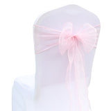 HULIANFU Wedding Decoration Organza Chair Sashes Bow For Party Christmas Halloween hotel Chair Decoration Supplies(Pack of 50pcs  pink)