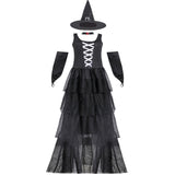 hulianfu Adult Halloween Witch Sexy Sleeveless Costumes Black for Women Fantasy Witch Role Cosplay Carnival Party Dress Performance Skirt