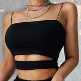 Hulianfu New Fashion Hot Sexy Women Summer Sexy Casual Sleeveless Cut-Out Short Tee Shirt Crop Top Vest Strap Tank Top Blouse