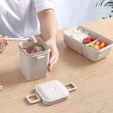 HULIANFU Wheat straw lunch box for kids plastic food storage container snacks box japanese style bento box with tableware soup cup