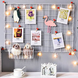 HULIANFU Ins Iron Grid Home Wall Decoration Photo Frame Wall Art Display Storage Shelf Organizer DIY Rack Holder Girl Bedroom Decoration
