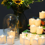 HULIANFU Pack of 12/24 Flickering Remote Control Candles Warm White/Yellow Electric Flameless Tealights For Valentine  Day Decoration