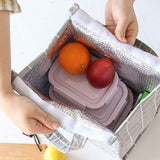 HULIANFU White plaid Cooler Functional Lunch Box Tote Insulated food storage containers Bento box Thermal Food Picnic Lunch Bag For kids