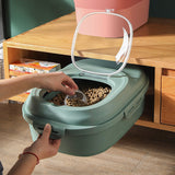 HULIANFU Pet Dog Food Storage Container 23L Dry Cat Food Box Bag Moisture Proof Seal Airtight with Measuring Cup Kitten Litter Products