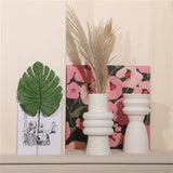 HULIANFU Nordic Ins Creative Ceramics Vase Home Ornaments White Vegetarian Flower Pot Vases Home Decorations Craft Gifts