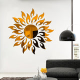 HULIANFU Sun Mirror Wall Sticker DIY Sun Flower Self Adhesive 3D Wall Decal Removable Mural Wallpaper for TV Background Art Home Decor