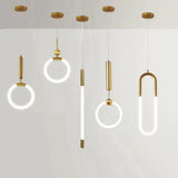 HULIANFU Nordic creative LED Pendant lamp 360 ° glow Bedroom Bedside Art Single Head lamp Postmodern Hanging light Luxury Circular lamp