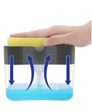 HULIANFU Soap Dispenser With Sponge Holder Cleaning Liquid Pump Dispenser Container Manual Press Home Bathroom Kitchen Clean Accessories