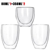 HULIANFU Transparent glass coffee cup milk whiskey tea beer double creative heat resistant cocktail Vodka wine mug Drinkware tumbler cups