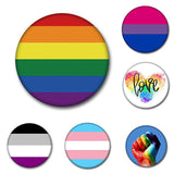 HULIANFU Pride Rainbow Flag Badge Round Icons Gay Pins Homosexual Love Metal Badges Decorative Brooch Pins Jewelry Accessories Gifts