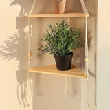 HULIANFU Triangle Shelves Wall Decor Macrame Wall Shelf Boho Home Decor Plant Hanger Candle Holder For Living Room Bedroom Decoration