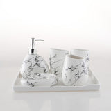 HULIANFU Wedding Set Marble Texture Ceramic Bathroom Accessories Set  Bathroom Kit Toothbrush Holder Soap Dispenser Bathroom Tray So
