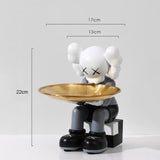 HULIANFU Violent bear statue Tidy Bear Statue With Metal Tray Storage Keys, Candy, Friut Home Ornaments Decoration Table Room Decorations