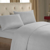 HULIANFU Sheet Set 4 In 1 Fitted Bed Sheet Pillowcases Flat Bed Sheet Stripe Coverlet Ues for Hotel home ( No Filler/Quilt Cover Inside )
